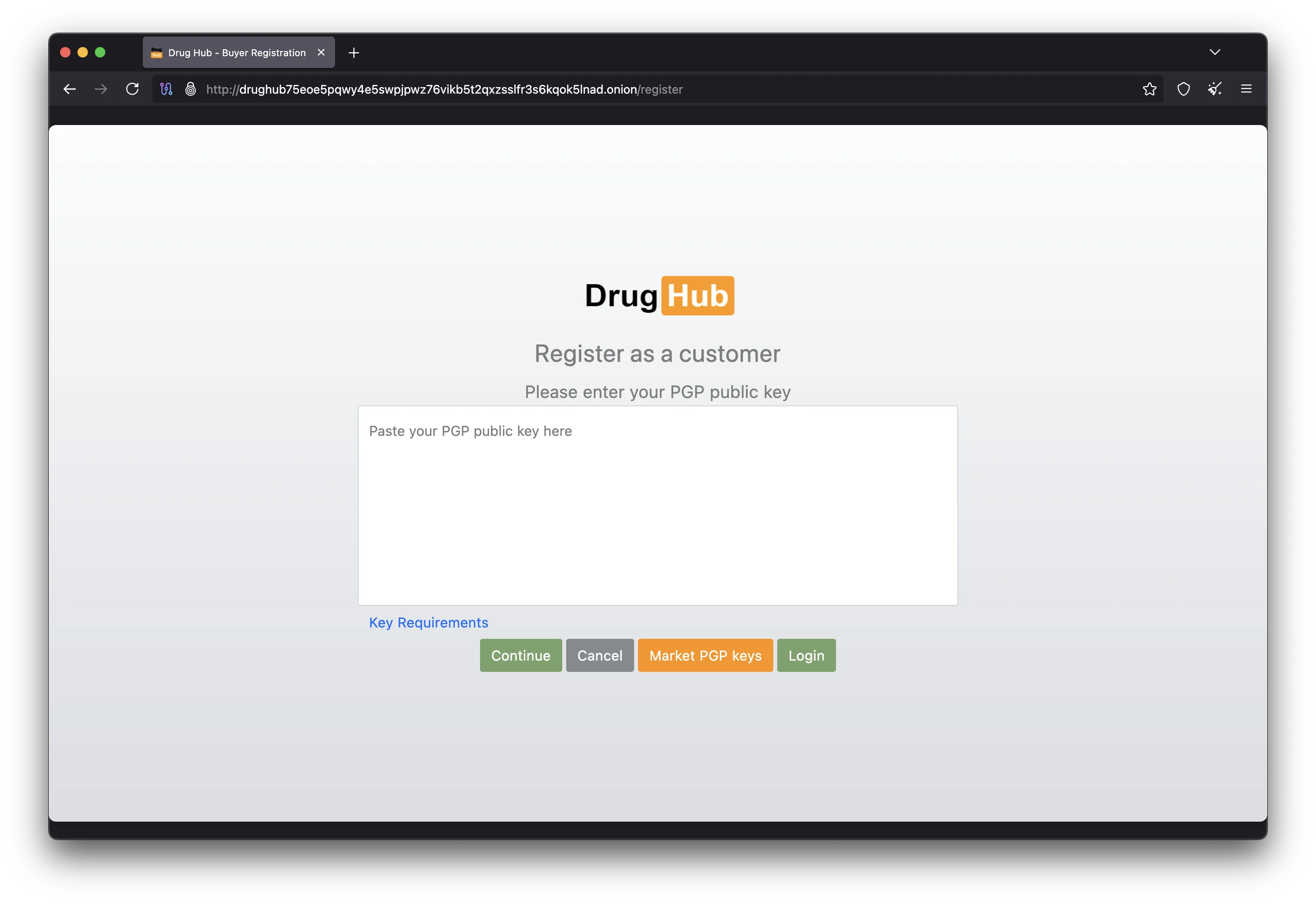 DrugHub multisig escrow system diagram showing 2-of-3 key architecture protecting buyer and vendor funds